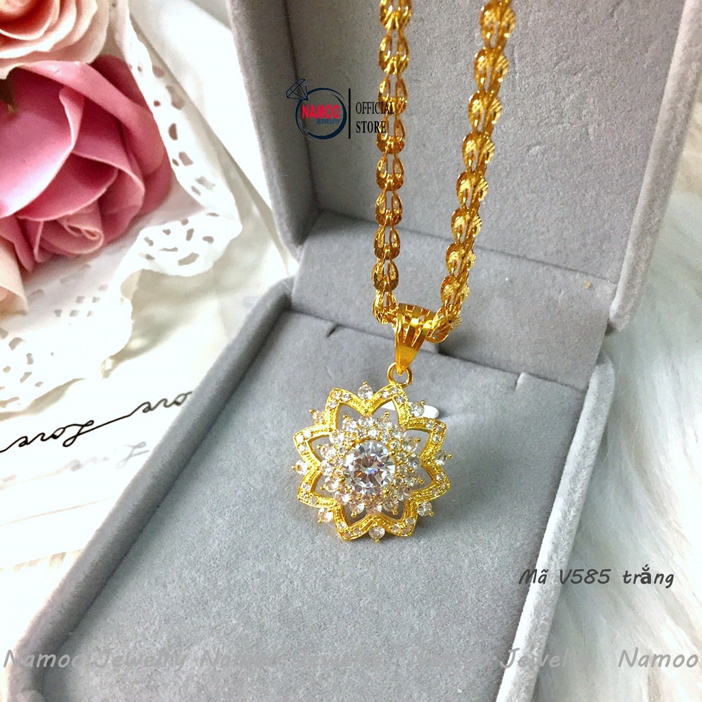 Dây Chuyền V585 Đá Trắng Đính Đá Phong Cách Quý Phái, Sang Trọng Cho Phái Nữ  Namoo Jerwelry