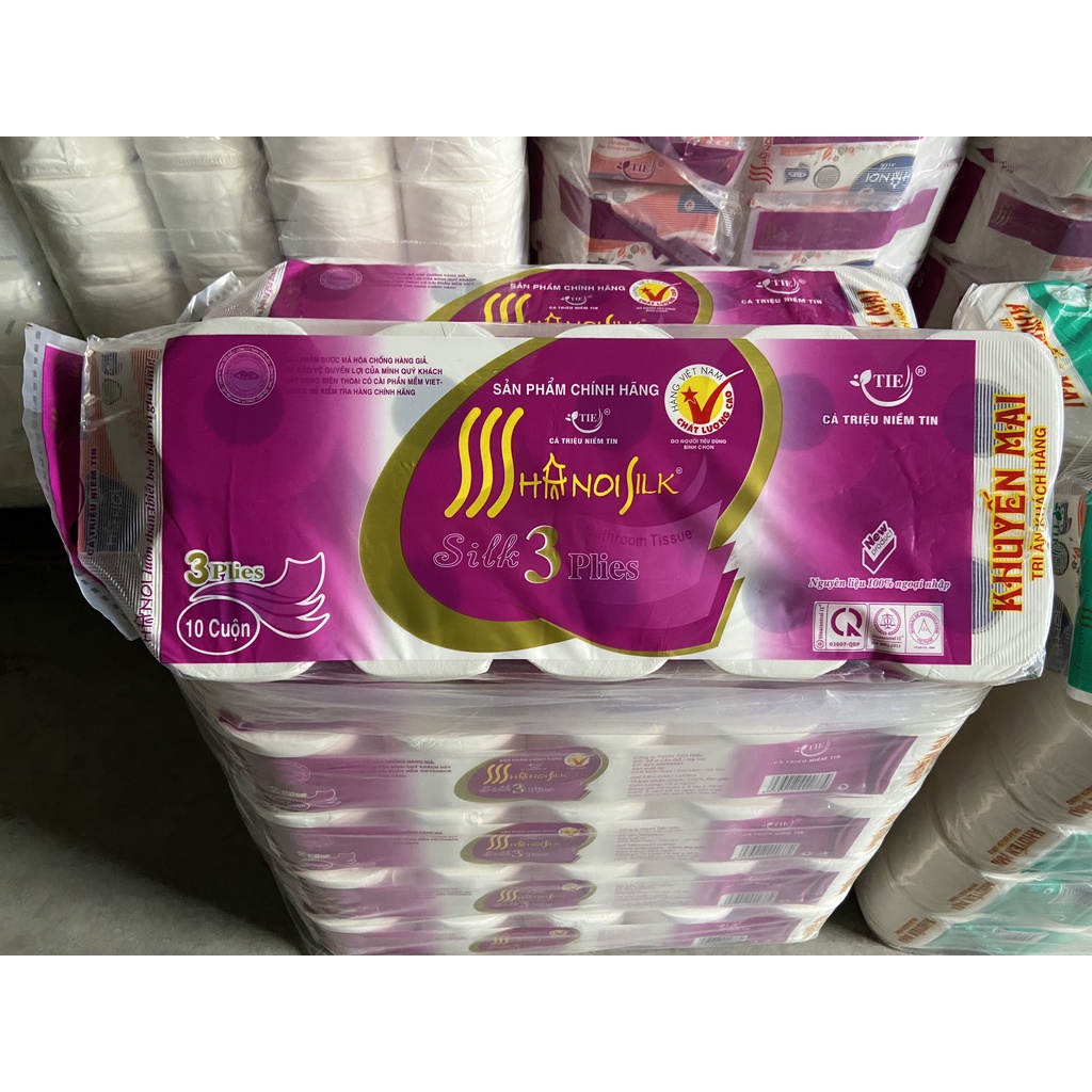 GIẤY vệ sinh Hà Nội có lõi SILK 3 LỚP, DÀY DẶN, SIÊU DAI