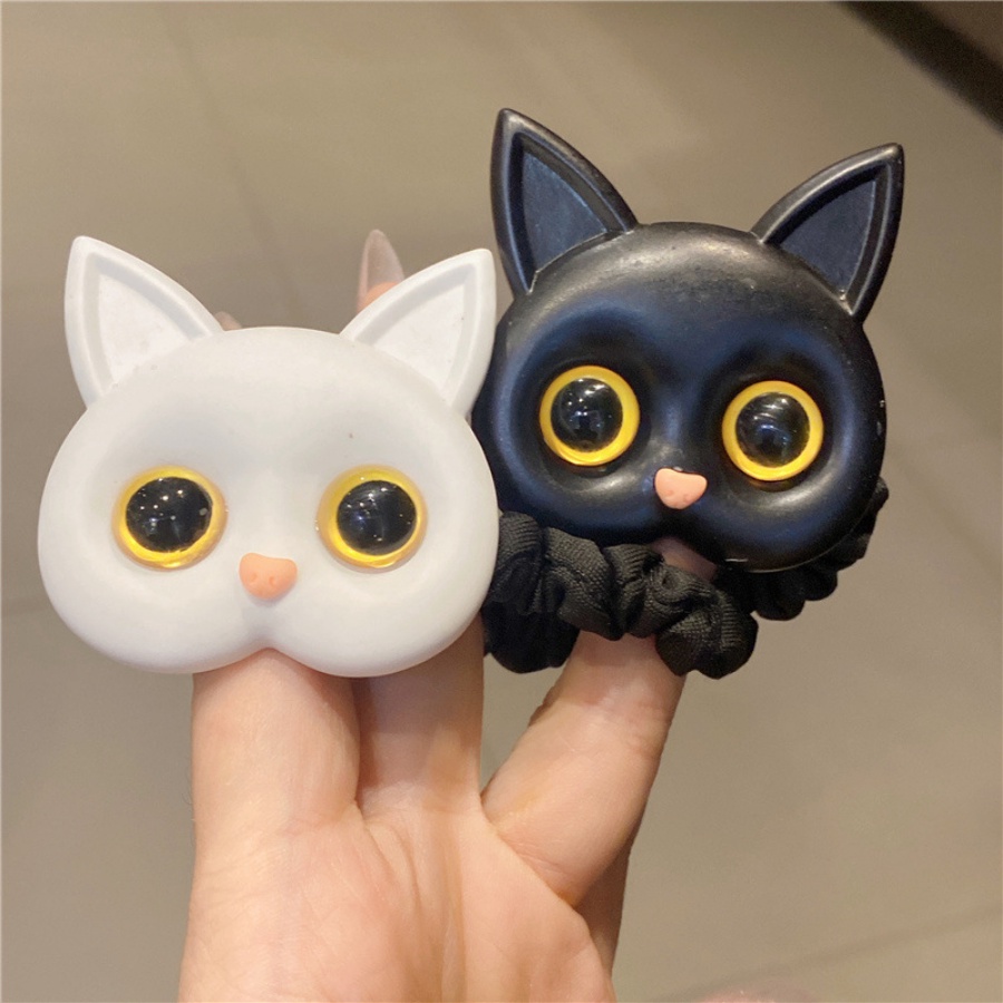 Dây Buộc Tóc Co Giãn Hình Mèo Bông Hoạt Hình Dễ Thương Cho Nữ