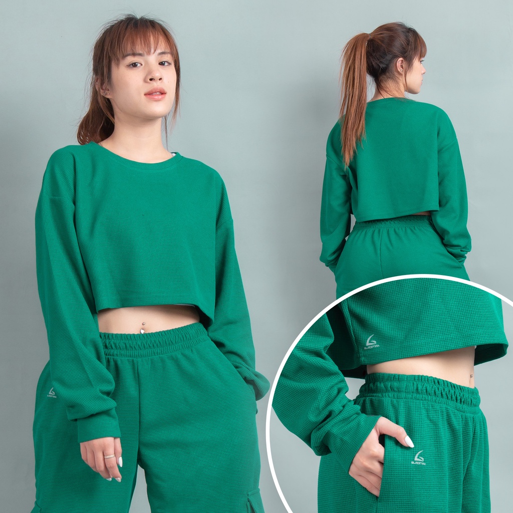 Áo Croptop nỉ dài tay (A10) dáng rộng thời trang, cá tính, thoả sức mix&match