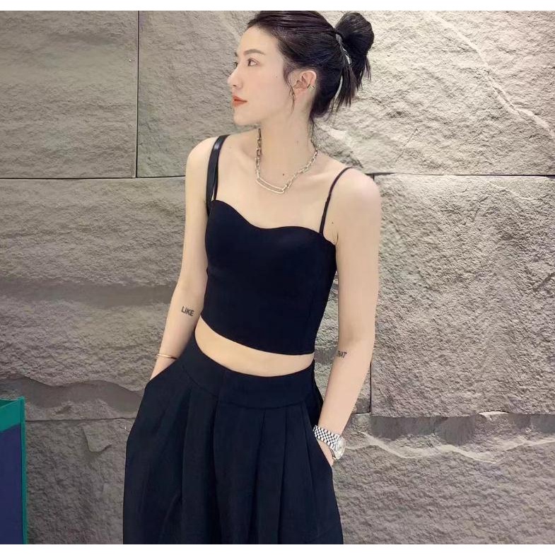 One Áo Hai Dây Có Mút Đệm Ngực Chất Liệu Lụa Lạnh Mỏng Thoải Mái Thời Trang JP5
