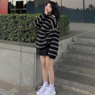 Áo Len Tay Dài Oversize Sọc Ngang
