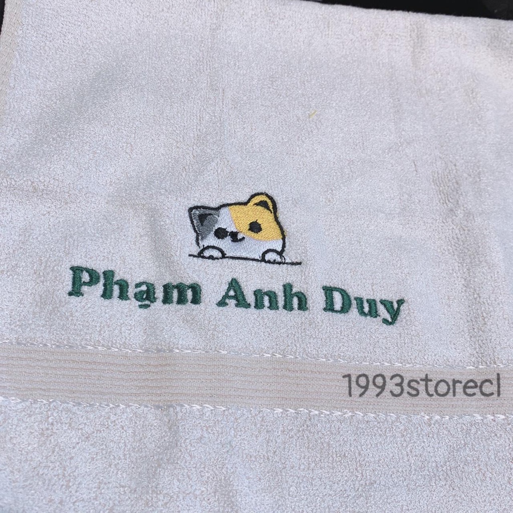 Khăn thêu tên kèm sticker  theo yêu cầu xinh xắn đáng yêu size 30x48cm thích hợp cho bé mầm non đi học