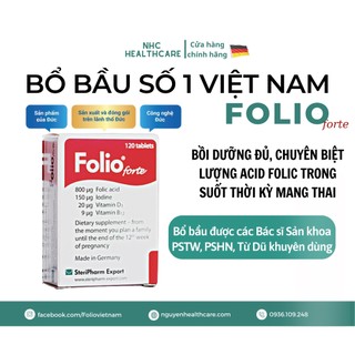 [HÀNG CÔNG TY NHẬP ĐỨC] Folio forte bổ sung acid folic và cácchất - 30v - phụ nữ dự định mang thai tới tuần  12