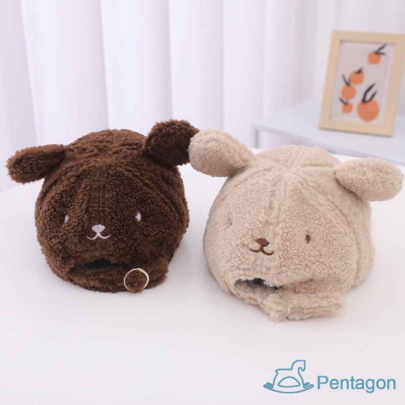 Mũ Dệt Kim Giữ Ấm Thêu Hình Gấu Hoạt Hình Dễ Thương Thời Trang Thu Đông Cho Bé Trai + Gái