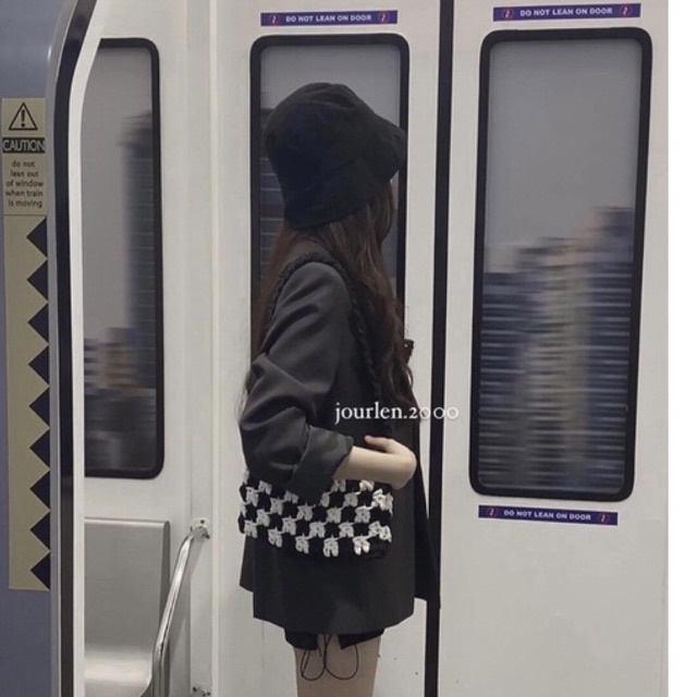 CHECKERED BAG, TÚI CARO LEN MÓC SỢI VẢI MẪU MỚI