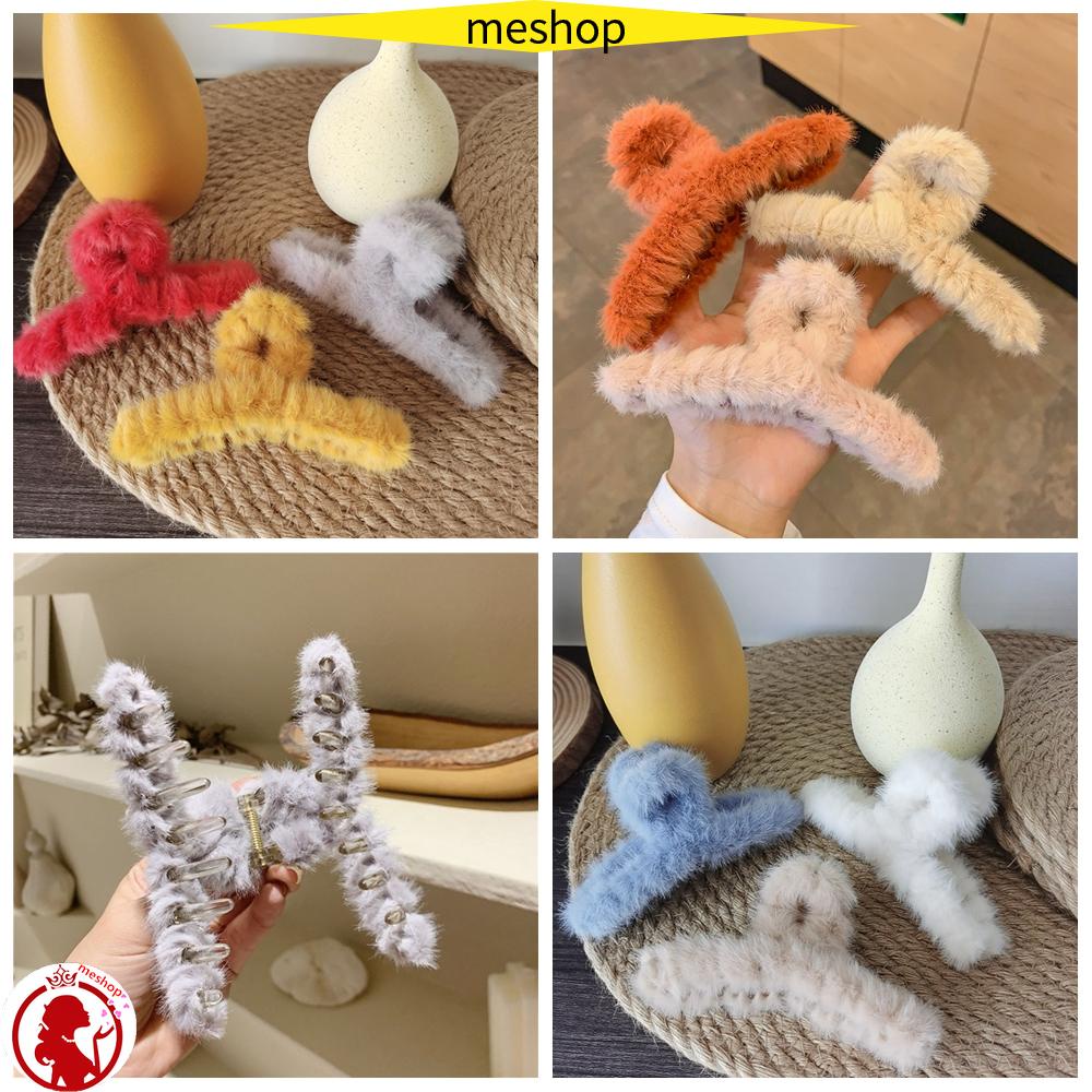 Kẹp Tóc Càng Cua Đính Lông Giả Thời Trang Thu Đông Hàn Quốc