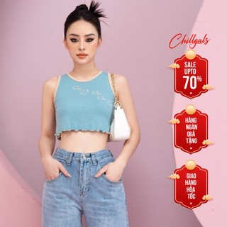 Áo croptop 3 lỗ Chillgals họa tiết trái tim xinh xắn AO-011