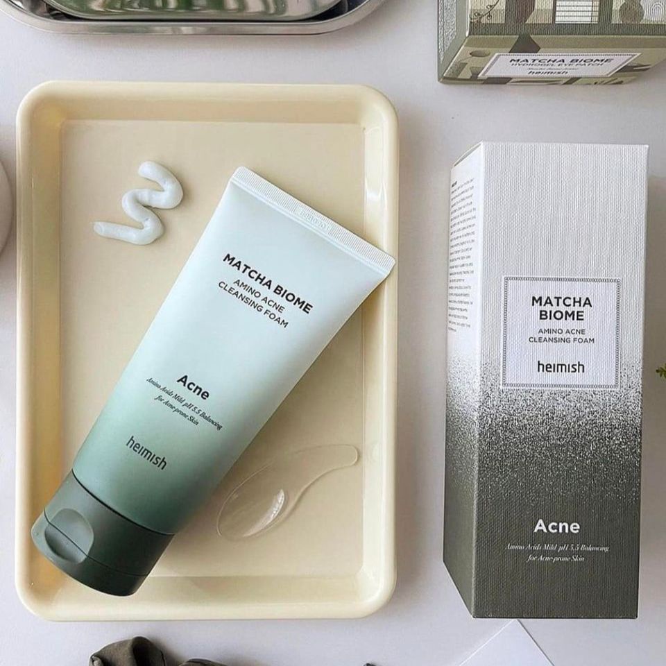 Sữa Rửa Mặt Giảm Mụn Sạch Sâu Heimish Matcha Biome Amino Acne Cleansing Foam 150ml
