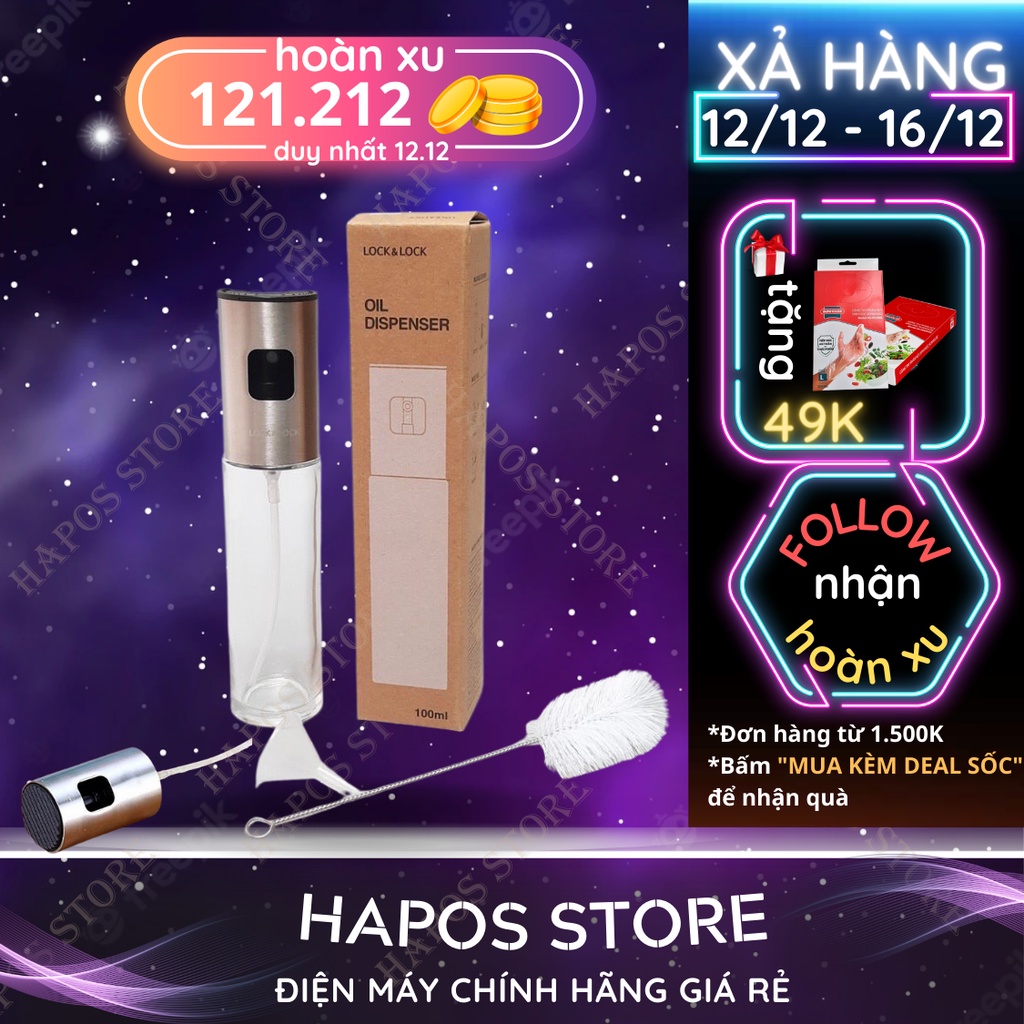 Bình xịt dầu Lock&Lock 100ml kèm phểu và cọ rửa - CKO109 - HAPOS