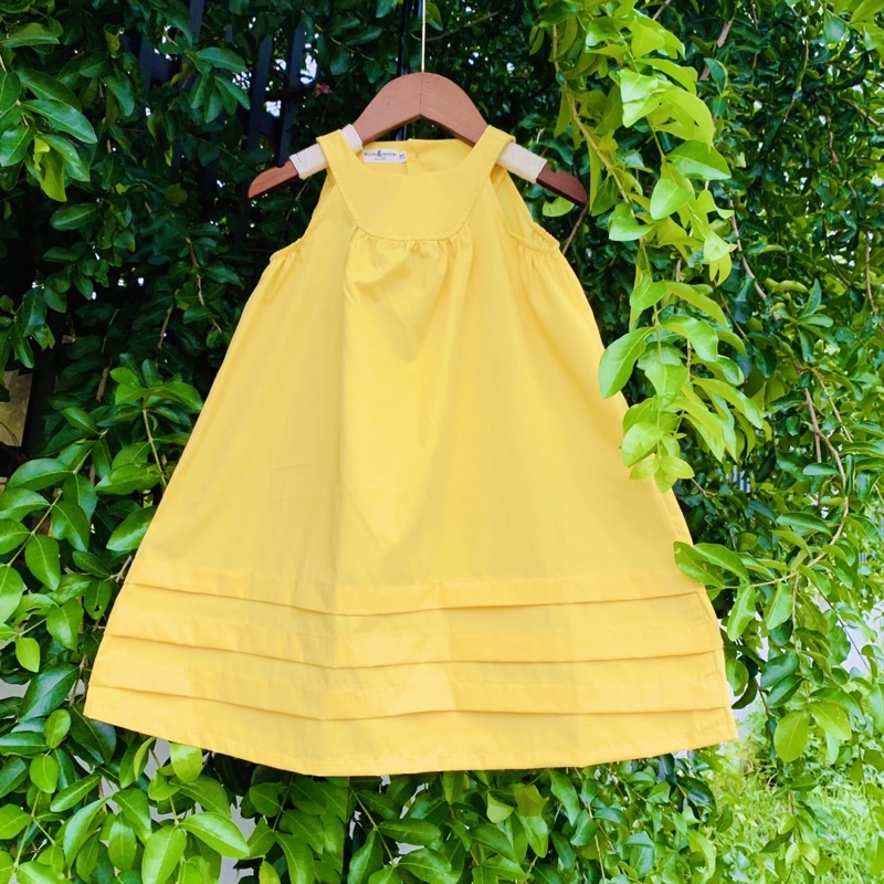 Đầm pli ngang, chất thô cotton