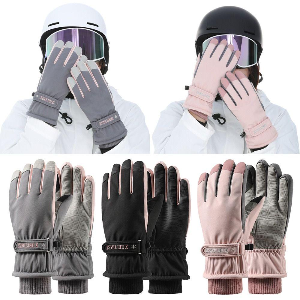 Găng Tay Trượt Tuyết Vải Nhung Dày Chống Gió Giữ Ấm Mùa Đông