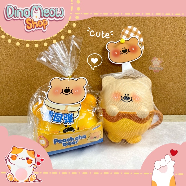Squishy gấu Peacha túi lưới chính hãng, siêu dễ thương