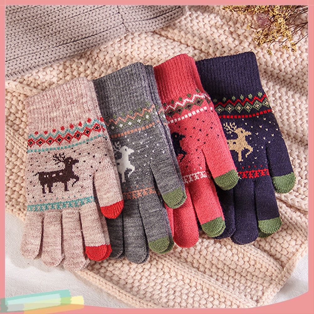 Đôi găng tay len họa tiết dễ thương ấm áp thời trang nữ