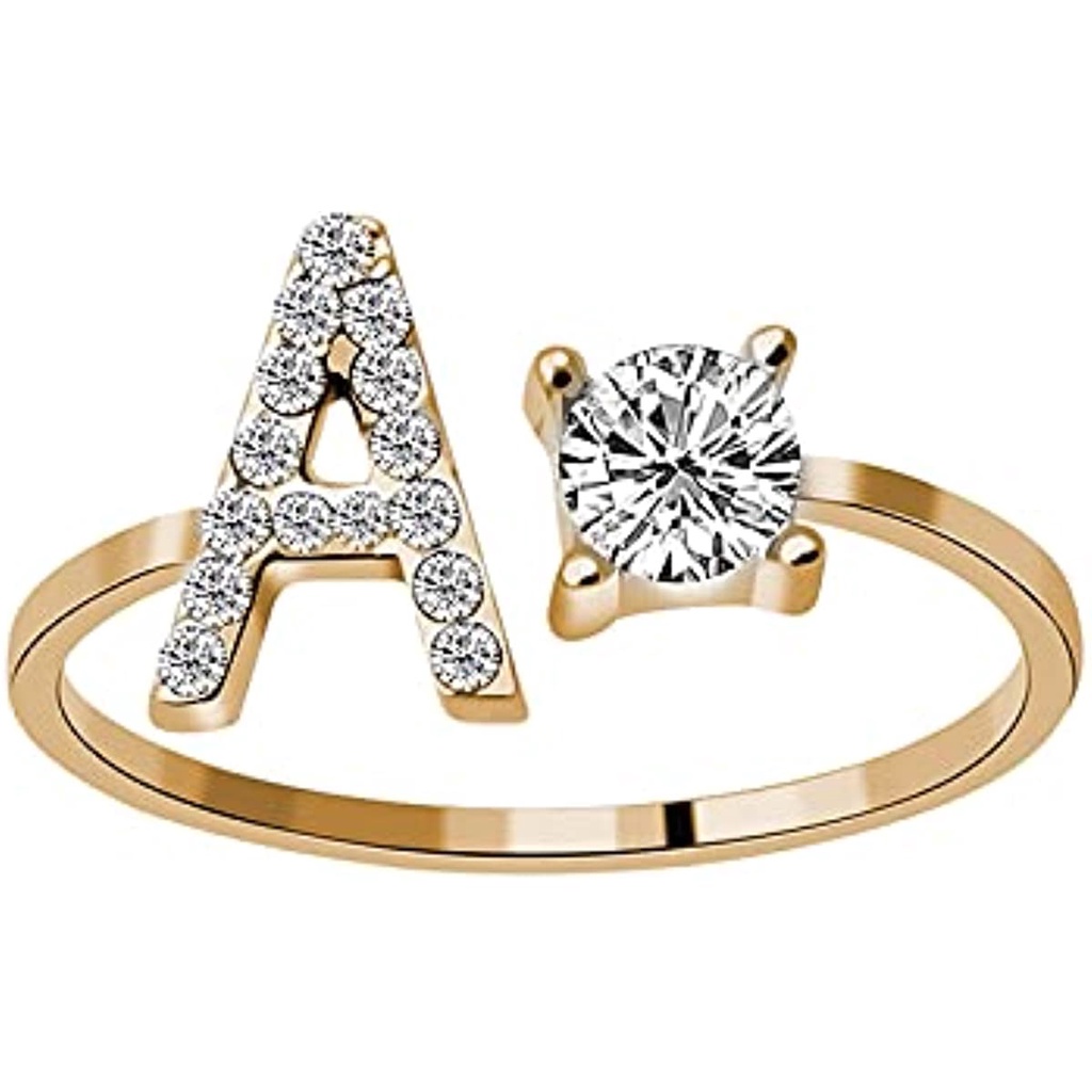 Nhẫn Hở Khắc 26 Chữ Cái Đính Đá Thời Trang Cho Nữ