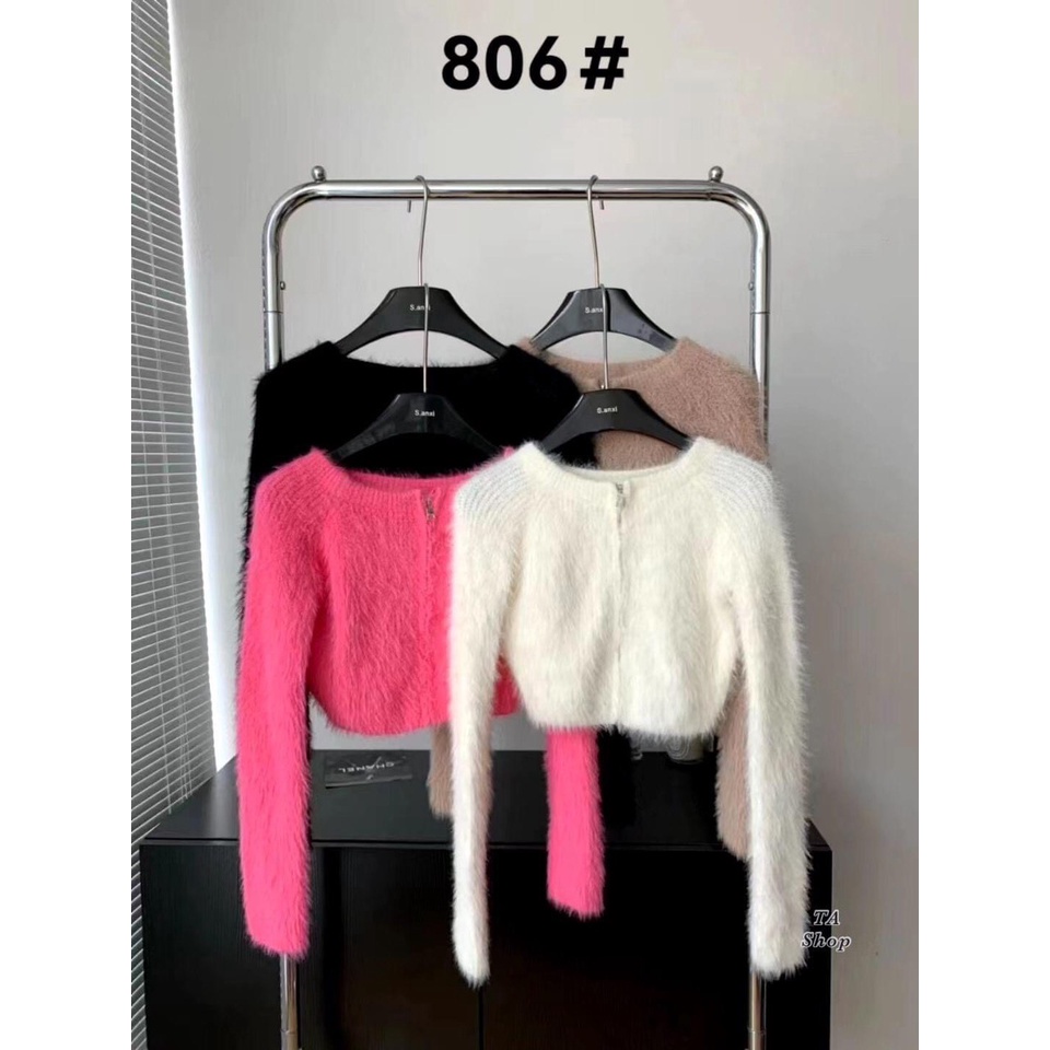 Áo len croptop lông thỏ