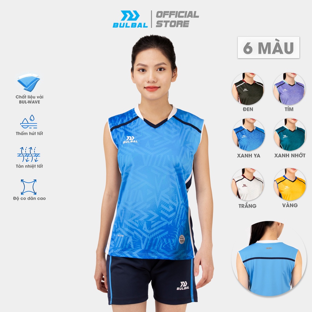 Bộ quần áo bóng chuyền nữ Bulbal Asteri cao cấp, chất vải Bul-Wave, Polyester 2D co giãn tốt, thấm hút mồ hôi