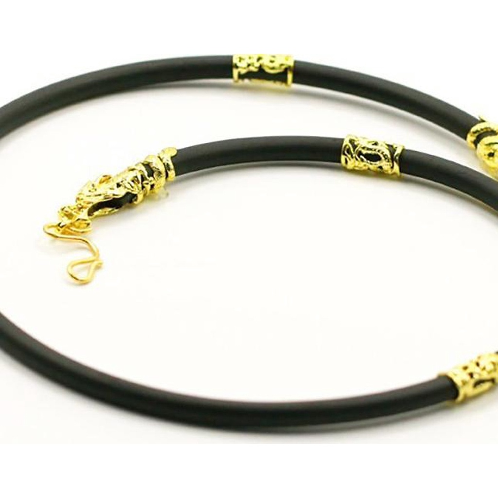 Dây chuyền nam cao su bọc đầu rồng mạ Vàng 24k D4