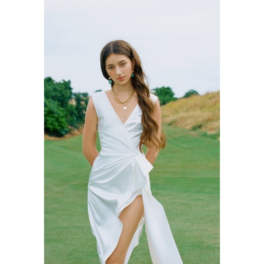 NUDIEYE - Đầm Jocelyn Asymmetric Drape Dress With Bow Detail