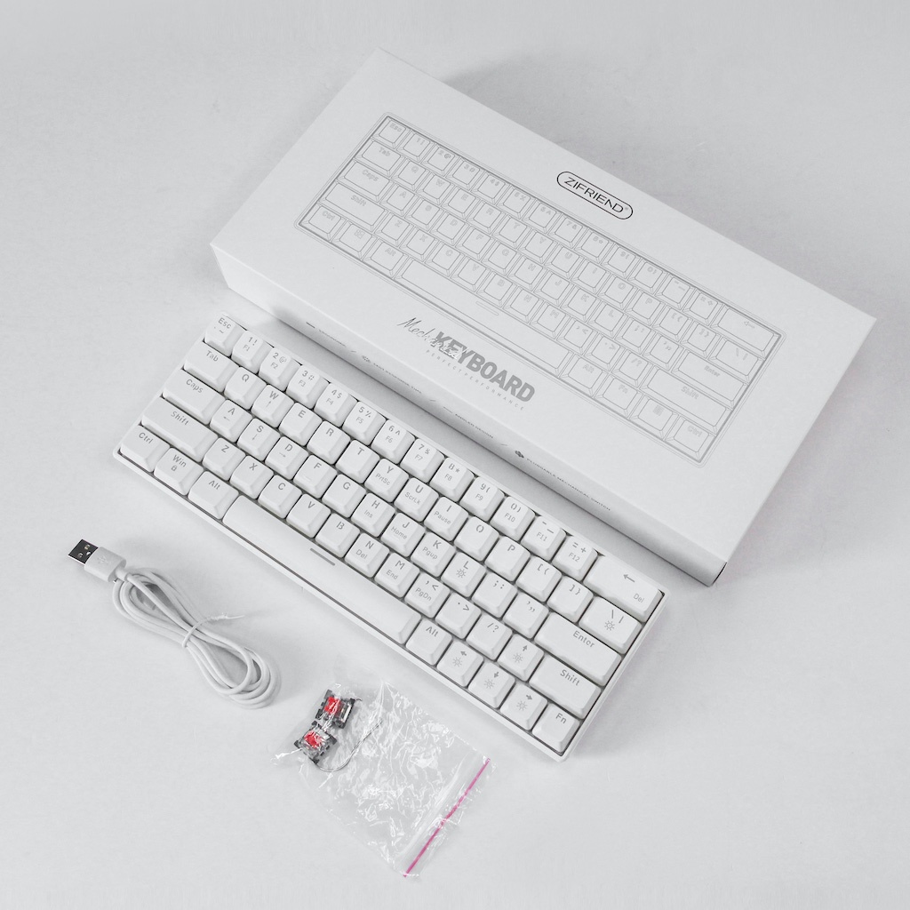 Bàn phím cơ ZA646 64 phím có HOTSWAP Switch RED led nền đơn màu trắng cáp rời Type C kích thước nhỏ gọn tiện dụng | BigBuy360 - bigbuy360.vn
