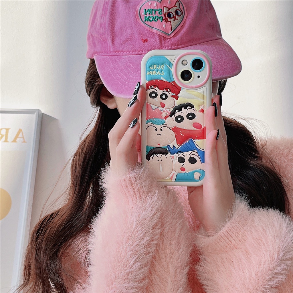Ốp Điện Thoại Da Viền TPU Dẻo In Họa Tiết Hoạt Hình Dễ Thương Cho iphone 14 Pro Max 13 Pro Max 12 Pro Max