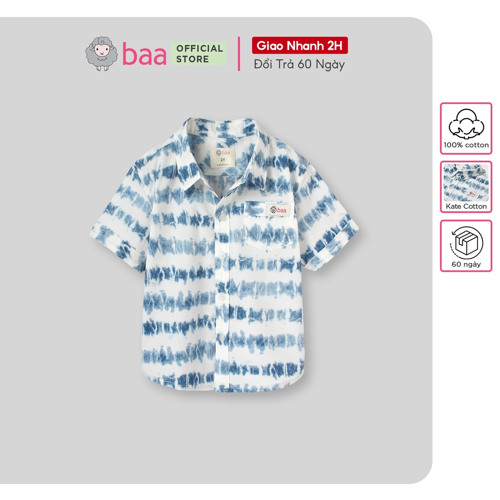 [Mã BMLT35 giảm đến 35K đơn 99K] Áo sơ mi bé trai, áo chemise ngắn tay cho bé từ 1 tuổi - 7 tuổi Baa Baby - BT-SM02N-02