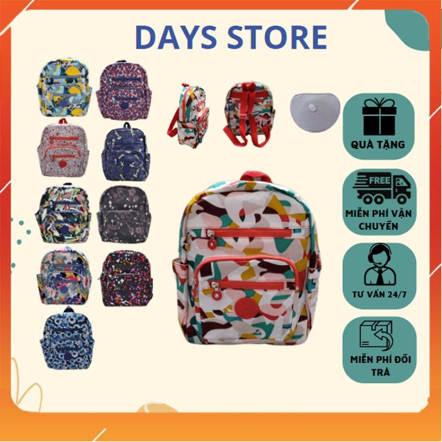 Balo Kipling KL168 Chất Liệu Vải Dù Họa Tiết Không Thấm Nước, Bền Đẹp Không Bai Nhão, Balo Đi Học Đi Chơi KT 25X31X10cm