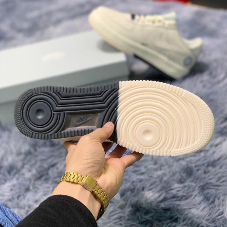 Giày BE SỮA. Giày  Air Force 1 Low ÂM DƯƠNG ‘Brooklyn’ Sail Black Full Box Bill