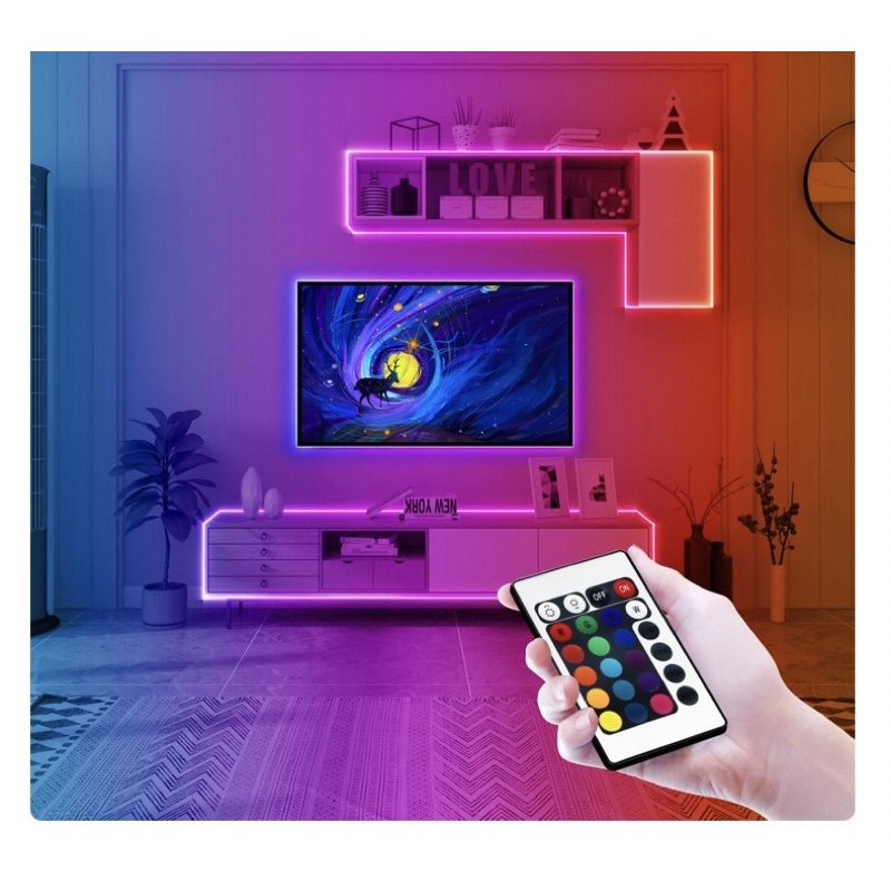 Bộ đèn led 16M màu, điều khiển 3 nút, nguồn 5v