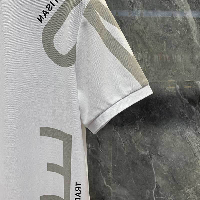 Áo Thun Polo Tay Ngắn Thoáng Khí In Chữ Tương Phản Kiểu Hồng Kông Cá Tính Cho Nam