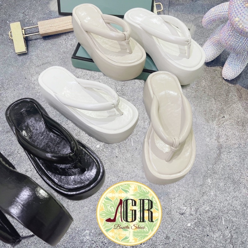 Dép xuồng kẹp ống tròn da mềm cao 5 cm và 7 cm