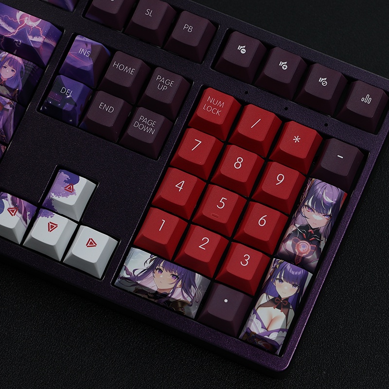 Raiden Shogun Keycaps Cherry Profile Genshin Beelzebul PBT Dye Sub Cơ Keycap