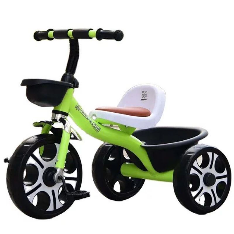 Xe đạp 3 bánh ghế da và có hộp đựng đồ đằng sau cho bé