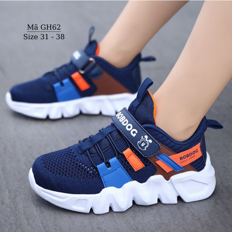 Giày thể thao BOBDOG màu xanh cho bé trai 6 đến 12 tuổi siêu nhẹ kháng khuẩn cao cấp xuất khẩu Châu Âu GH62