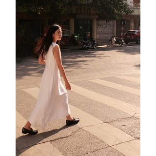 De plage - đầm long linen trắng