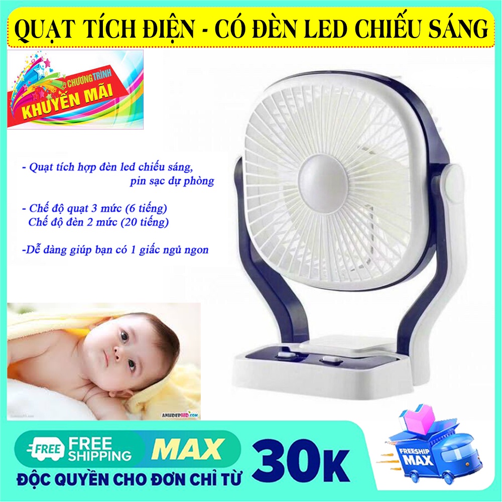 Quạt Tích Điện Cao Cấp, Quạt Sạc Điện. Vừa quạt mát vừa chiếu sáng, dễ sử dụng,Quạt CMD-201
