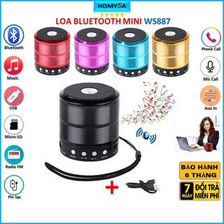 Loa bluetooth mini ws887 - nghe nhạc đa năng mp3 hỗ trợ đài fm khe thẻ nhớ usb cổng aux3.5mm - cuộc gọi 3w
