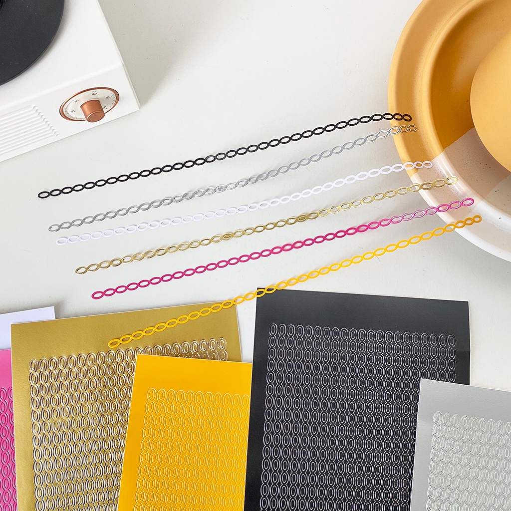 Zanmo tờ nhãn dán sticker dây xích các màu trang trí decor toploader