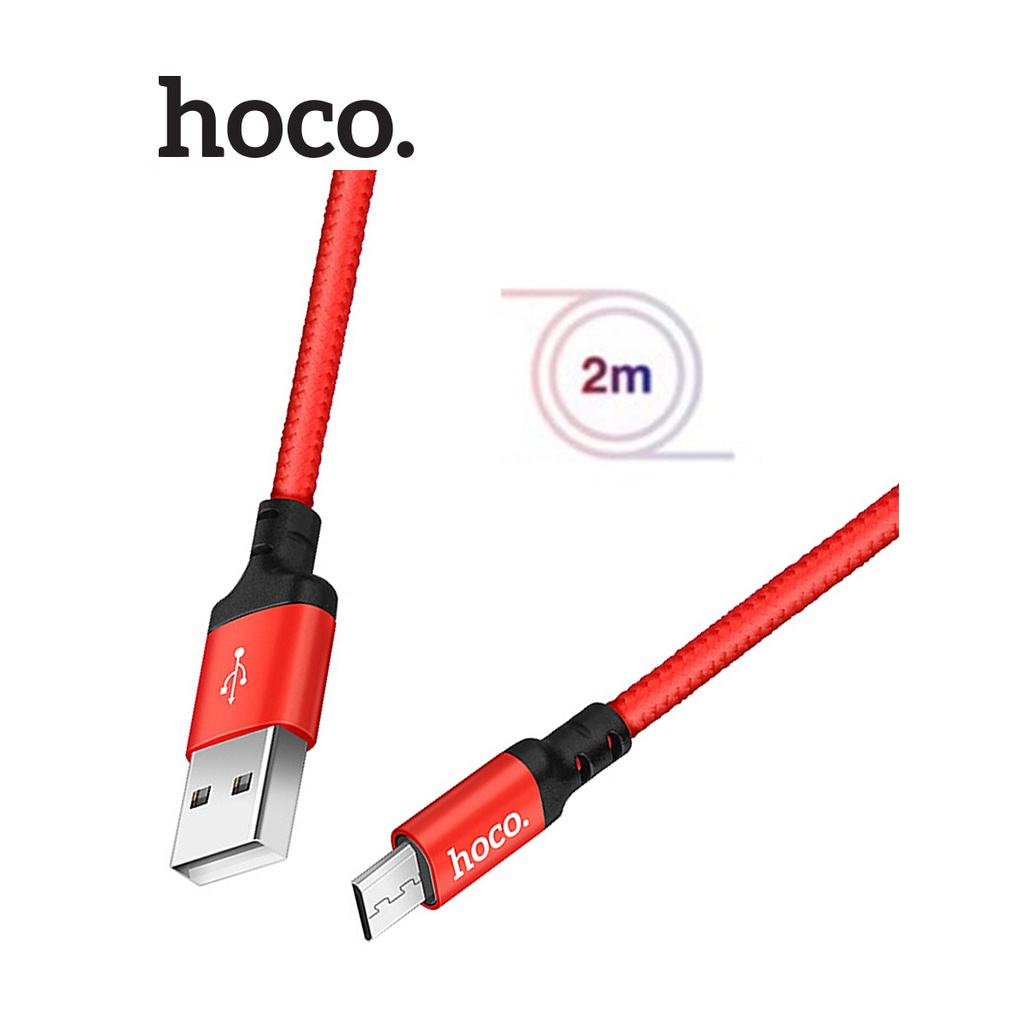 Cáp sạc nhanh Hoco X14 Micro dây dù bện chống đứt dài 2M cho Android ( Đỏ )