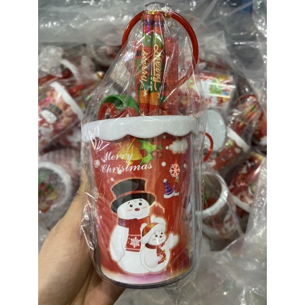 Quà Noel - sét cốc đựng dụng cụ học tập 6 món