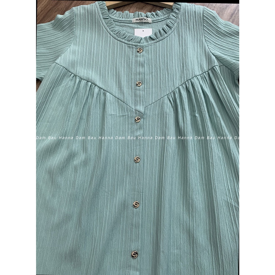 [HANNA] Đầm bầu công sở dễ thương free size 40-70kg dài qua gối vải cao cấp thoáng mát không nhăn có túi bên sườn có dây