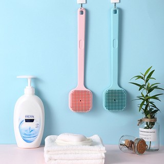 Bàn chải chà lưng cán dài đầu vuông dùng tẩy tế bào chết mát xa lưng khi tắm chất liệu silicon