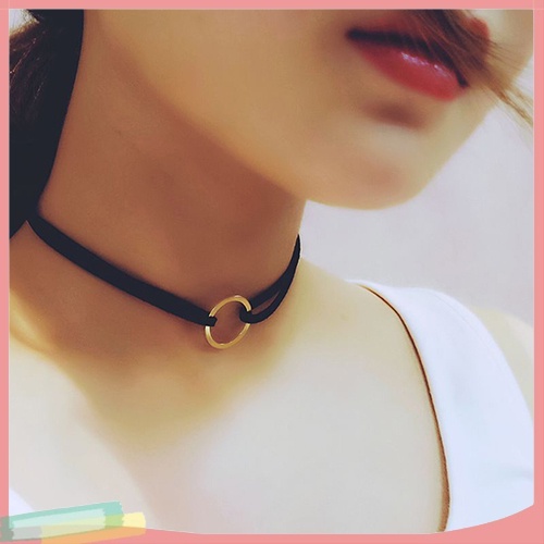 Vòng Cổ Choker Giả Da Lộn Trang Trí Vòng Khuyên Thời Trang Cho Nữ