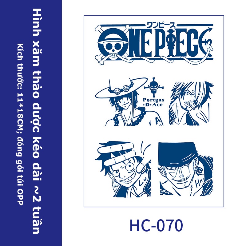 Miếng dãn hình xăm thảo dược HC-70 đảo hải tặc, hình tattoo mèo mặt trăng cực đẹp