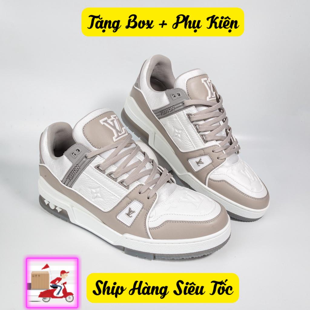 Giày Thể Thao LV Xám Trắng, Giày LV Trainer Màu Xám, Giày Louis Vuiton Cao Cấp Mới 2023 Full Box Bill