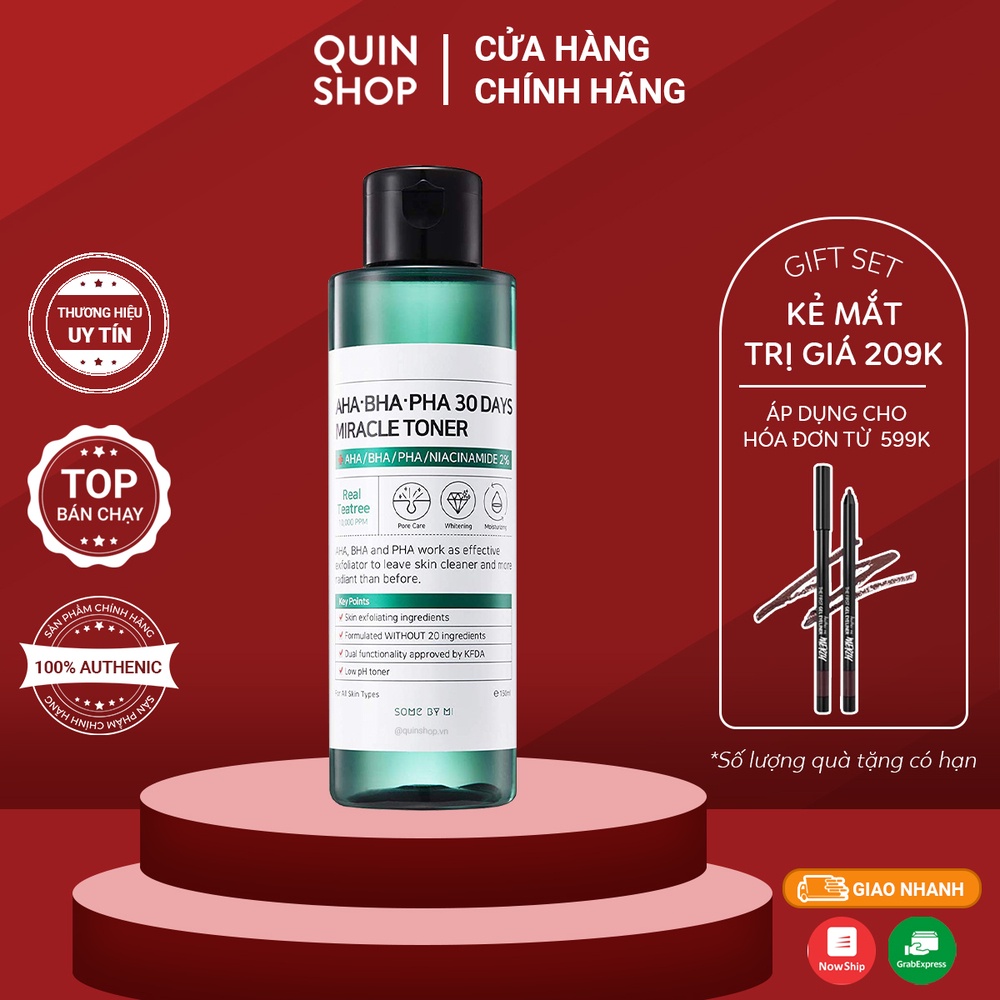 Nước Hoa Hồng Giảm Dầu, Mụn Ẩn Some By Mi AHA BHA PHA 30 Days Miracle Toner