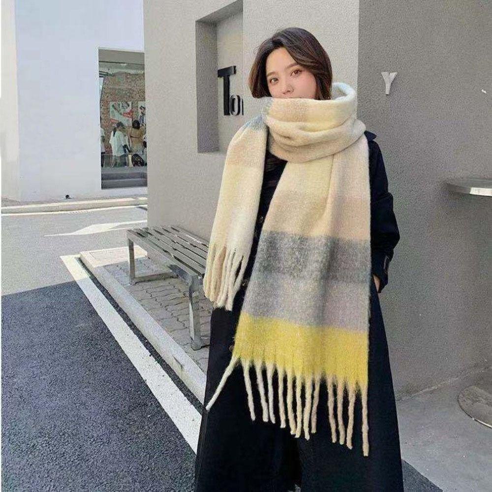 Khăn Choàng Cổ Dày Dặn Màu Gradient Phong Cách Hàn Quốc 2022 Cho Nữ
