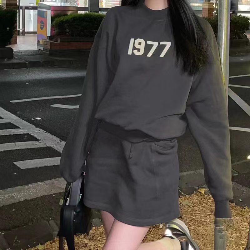 FEAR OF GOD DOUBLE LINE ESSENTIALS SKIRT HIGH STREET WOMEN'S SIDE POCKET LOOSE SHORT SKIRT FOG