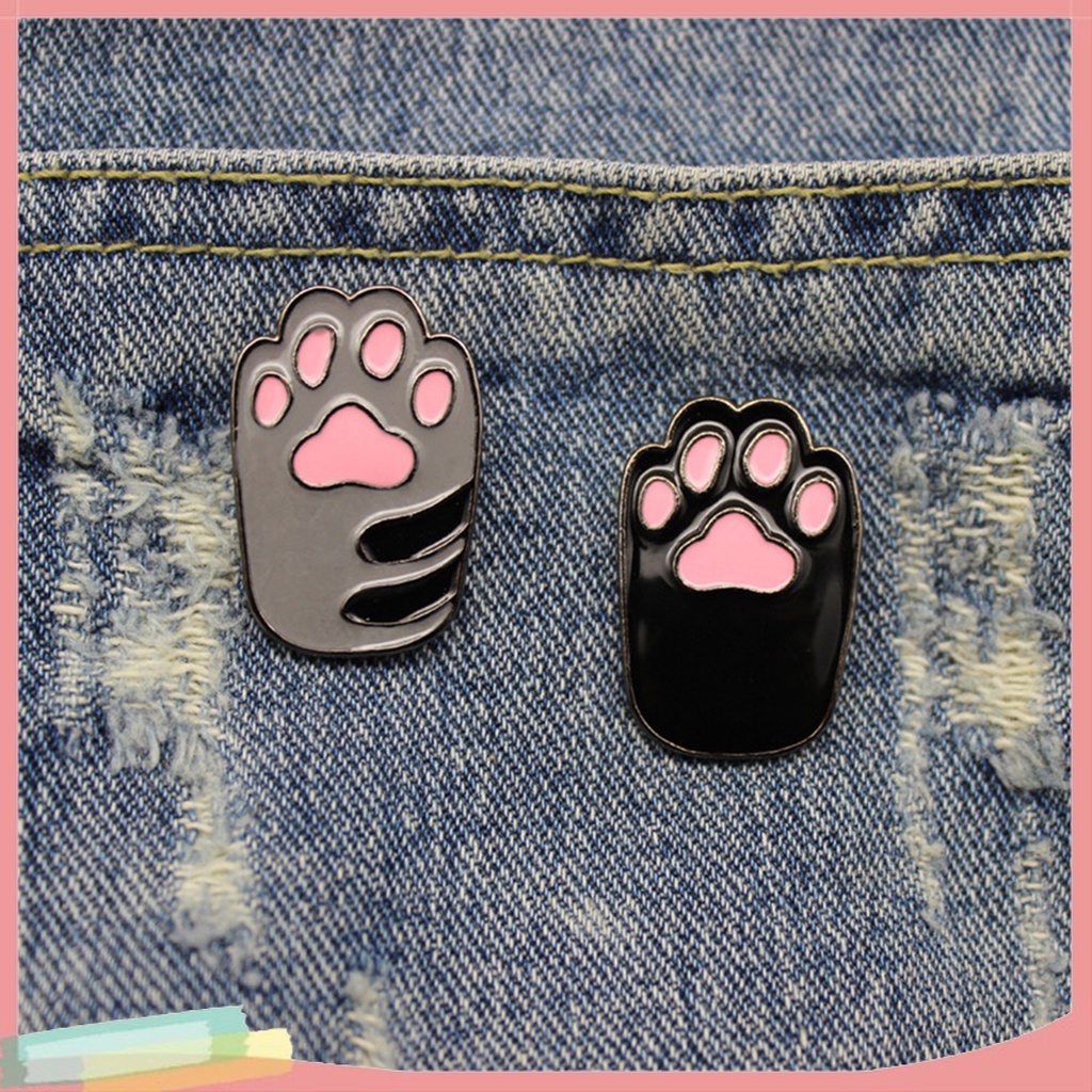 Ghim cài áo unisex hình bàn chân chó/mèo kiểu hoạt hình tráng men dễ thương trang trí làm quà tặng