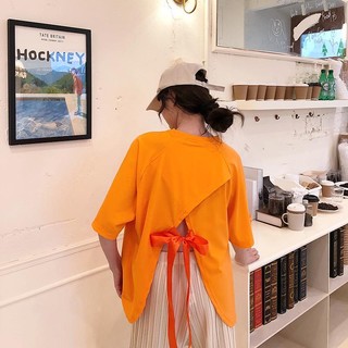 [Plus Size] (40-150kg) Áo Thun Nữ Tay Ngắn Thắt Nơ